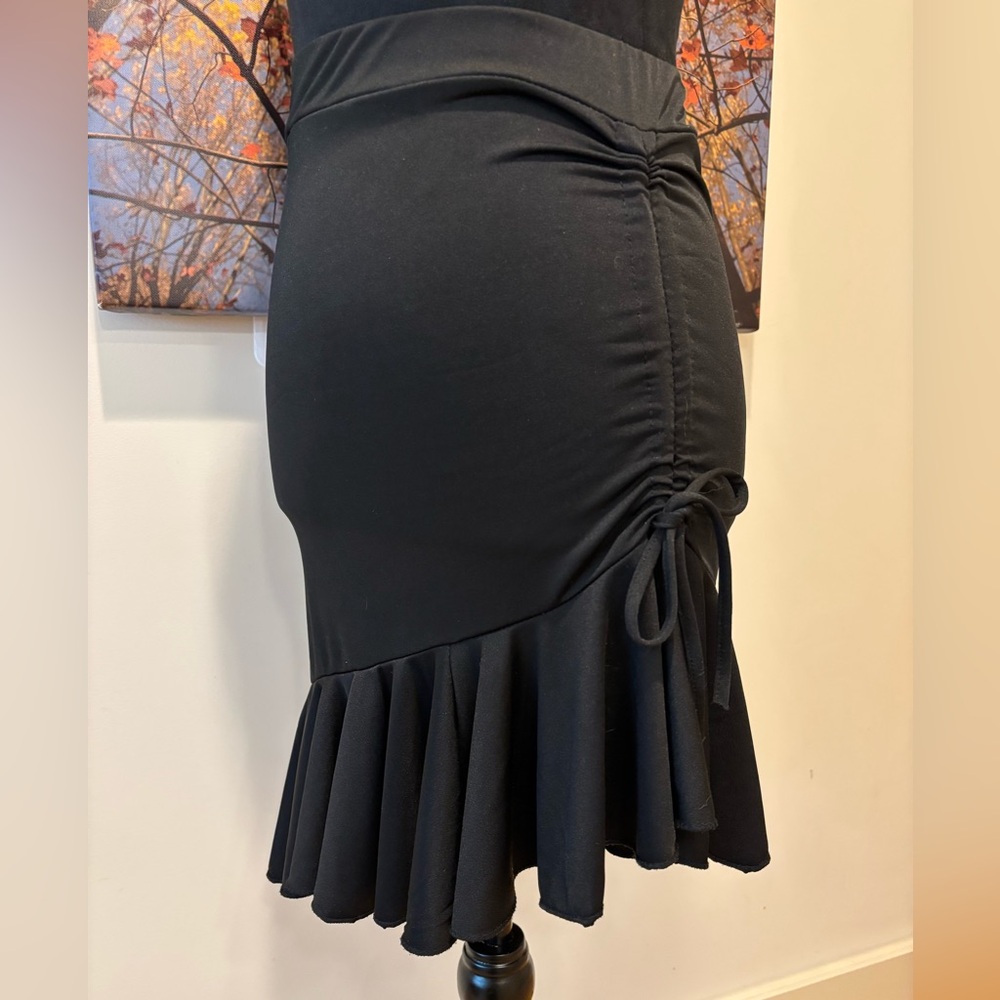 Black Ruffled Drawstring Women’s Skirt